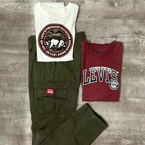 Boys Levi’s Cargo Pant Shirt Set of 3 Sz 10/12